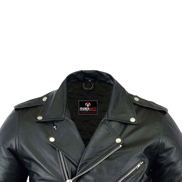 RIDERACT® Men’s Leather Jacket Classic Biker Motorcycle Coat Casual Jacket NEW - Picture 4 of 6